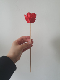 Handmade silk roses on birchwood