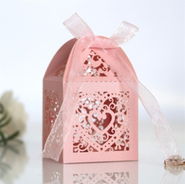 Giftbox Laser-gesneden Lantaarn Met Lint Roze (per 5 stuks)