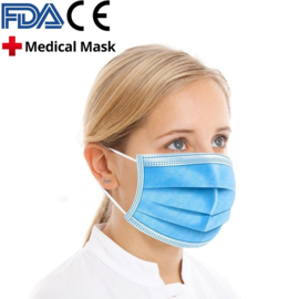 Hoog kwalitatieve medische mond maskers mondkapjes hygiënische verpakt per 10 stuks (blauw)