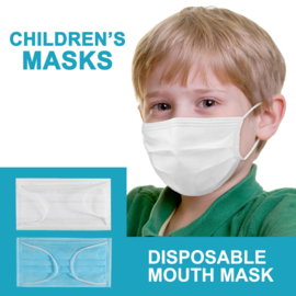 Beschermende masker voor kinderen hygiënisch verpakt per 10 stuks (witte kleur)