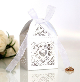 Giftbox Laser-cut Lantern With Ribbon White (5 pcs)