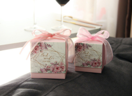 Giftbox Marmer en Bloemen Print 'Best Wishes For You' met Lint Groot