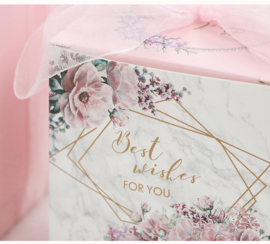 Giftbox Marble and Flower Print 'Best Wishes For You' With Ribbon Large