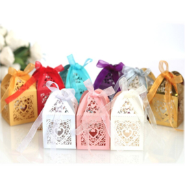 Giftbox Laser-cut Lantern With Ribbon Mint Green/Blue (5 pcs)