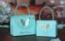 Premium luxury giftbags with laser-cut gold foil butterfly motif and rope hanger