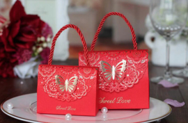 Premium luxury giftbags with laser-cut gold foil butterfly motif and rope hanger