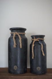VASE NECK WITH ROPE BASALT L