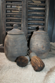HOUTEN POT MET DEKSEL -BOL
