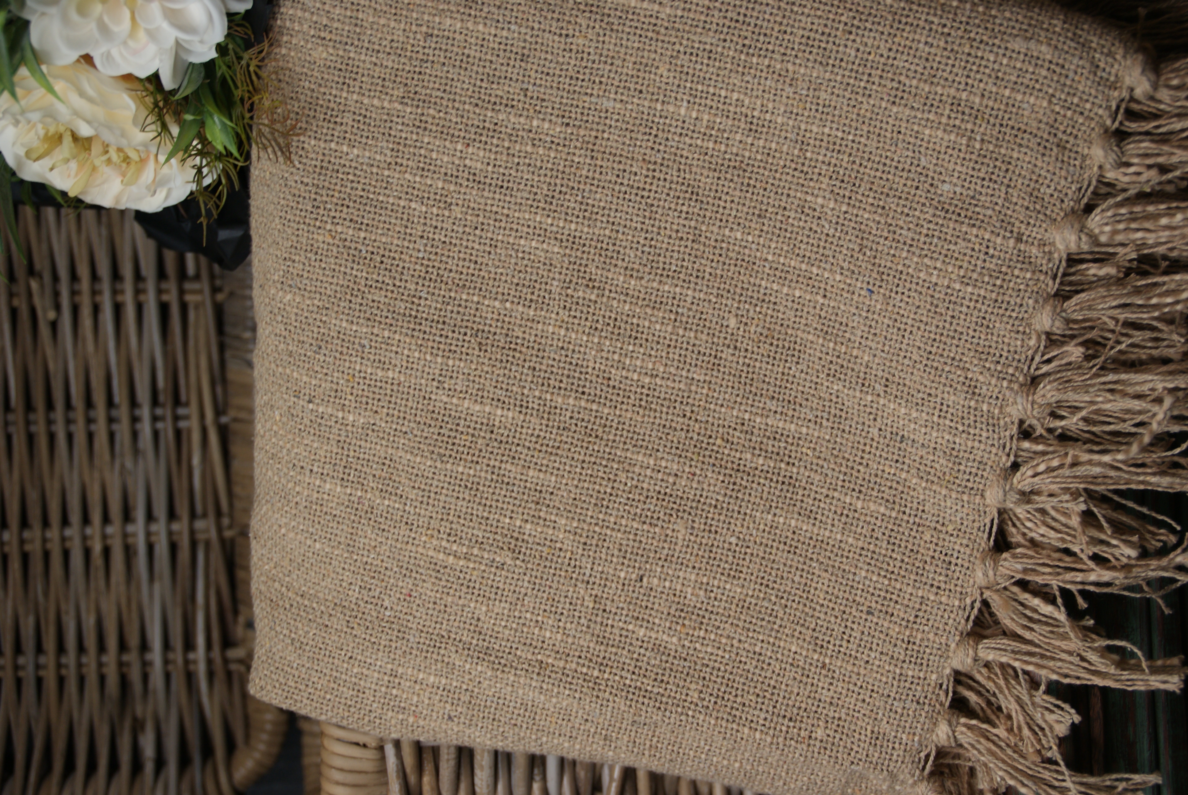 PLAID COSY MET FRANJES - TAUPE
