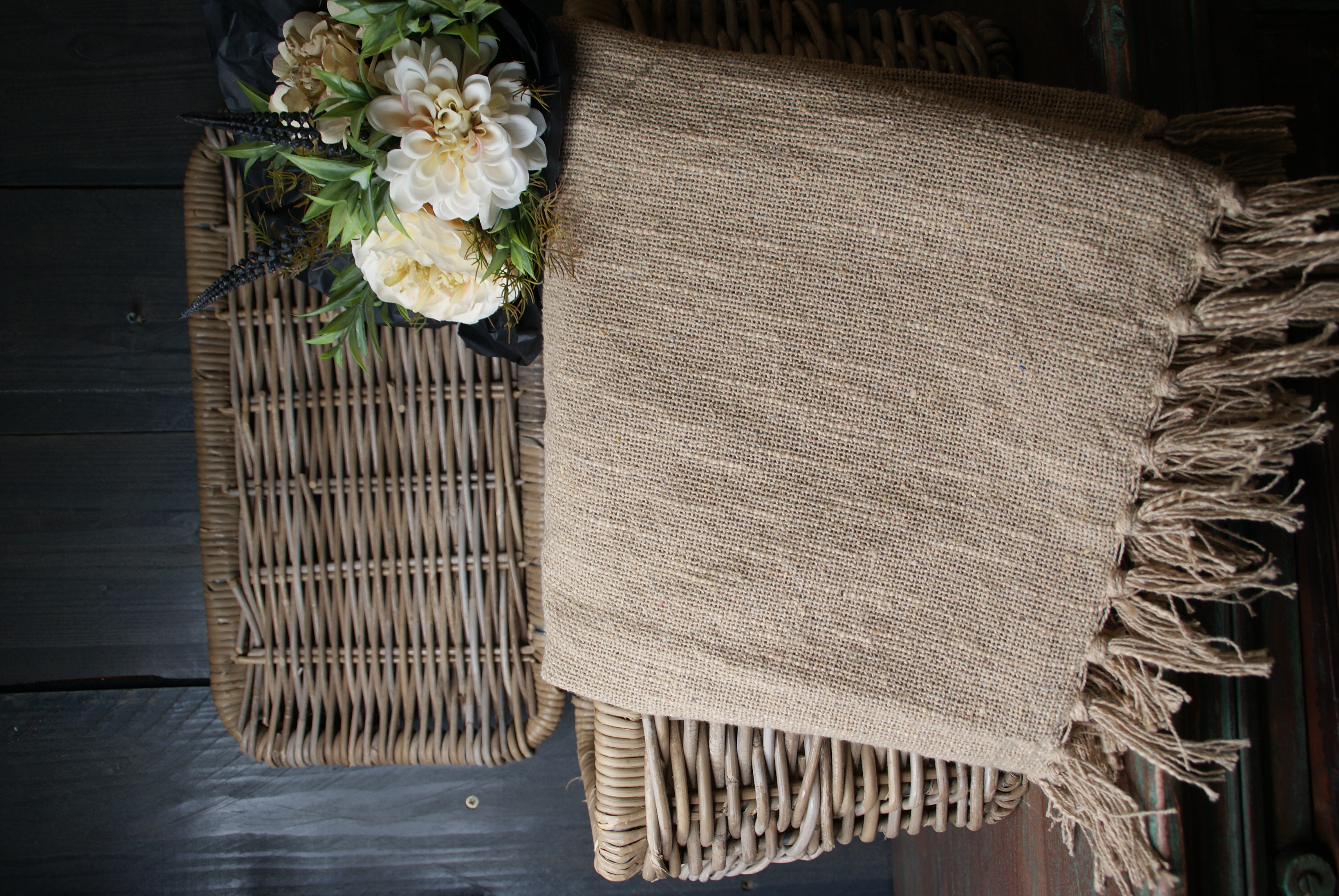 PLAID COSY MET FRANJES - TAUPE