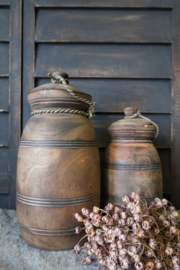 HOUTEN POT MET DEKSEL -  L