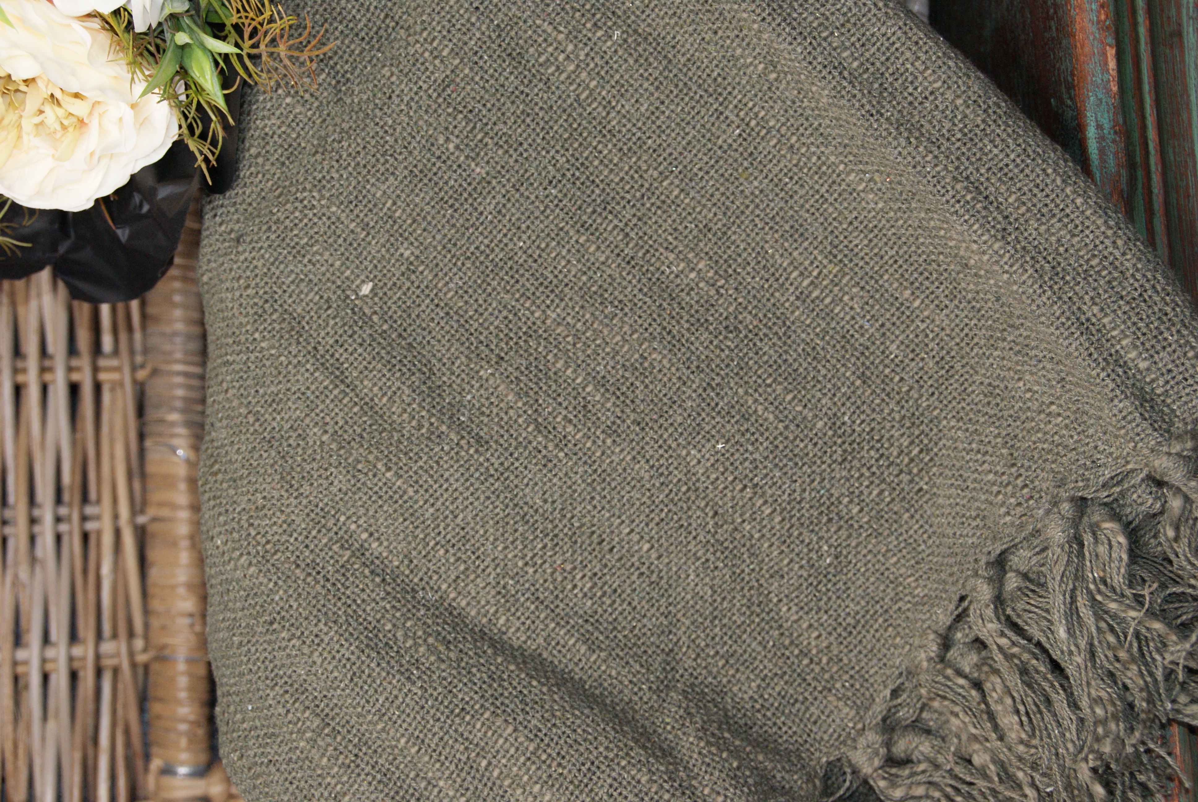 PLAID COSY MET FRANJES - GROEN