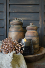 HOUTEN POT MET DEKSEL -  L