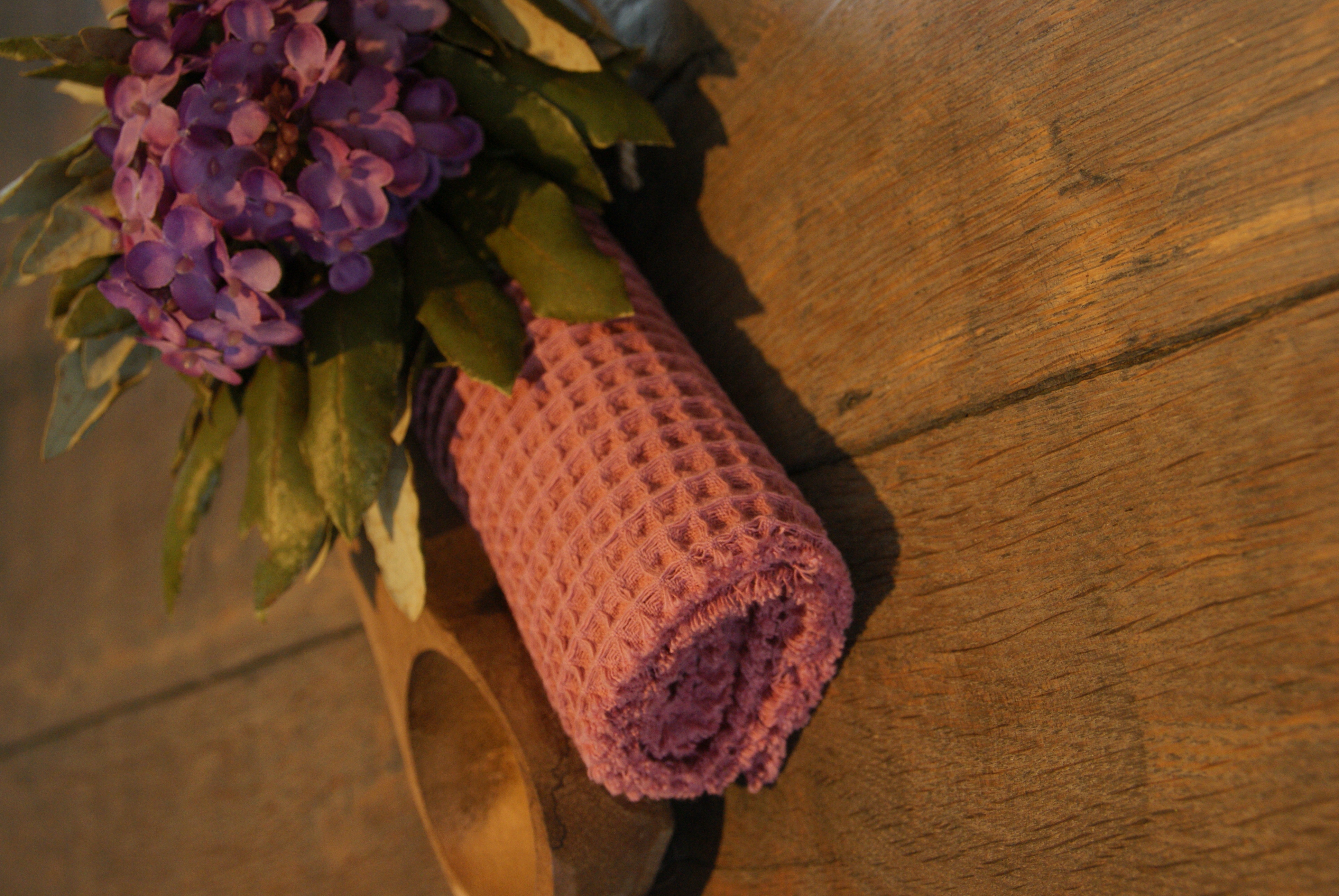 KATOENEN WAFELDOEKJE - OUD ROZE