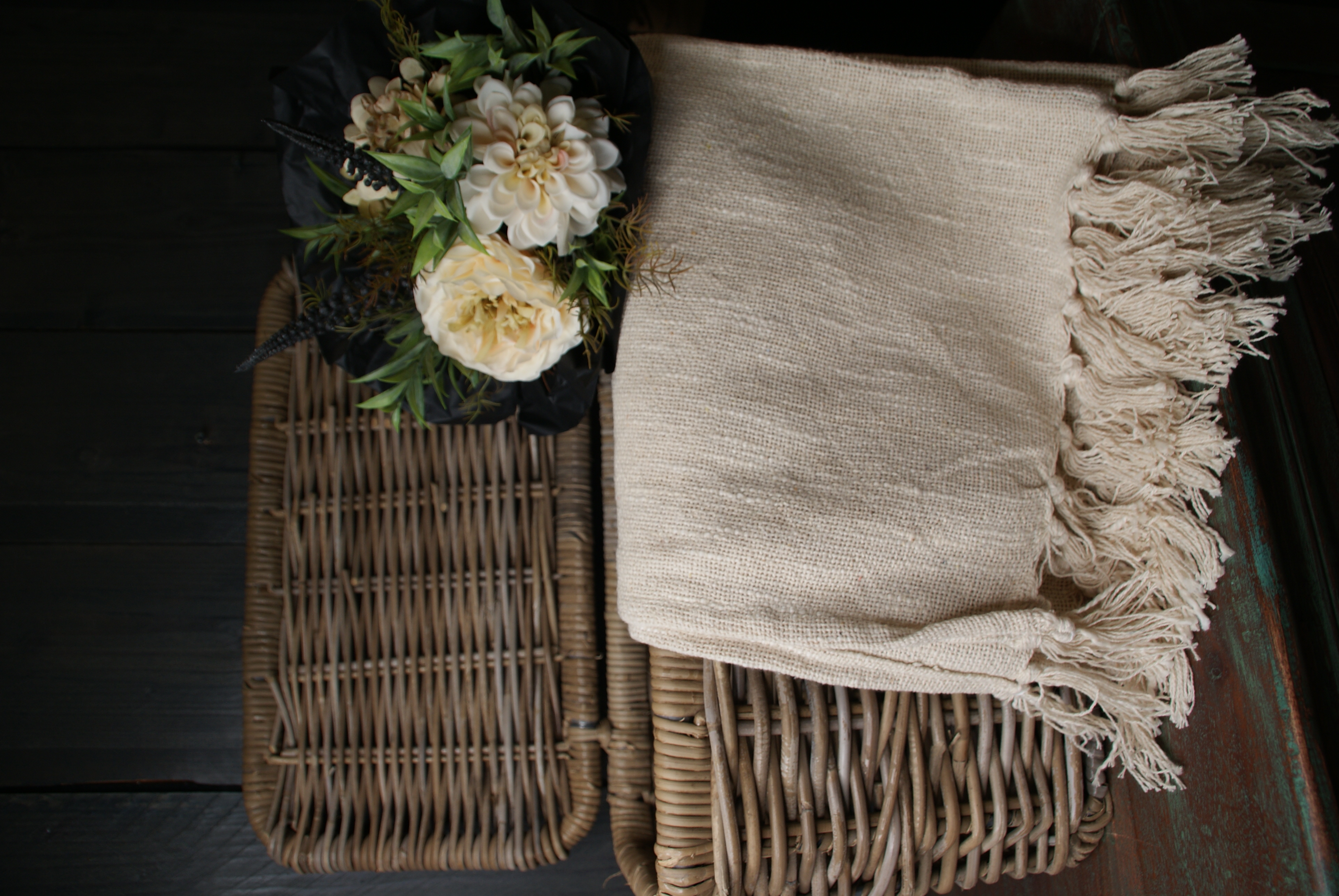 PLAID COSY MET FRANJES- BEIGE