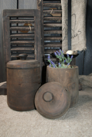 HOUTEN  POT MET DEKSEL