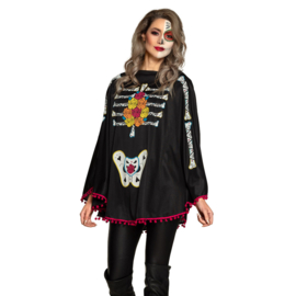 Poncho day of the dead one size