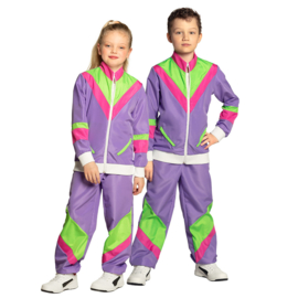 Trainingspak retro kind paars