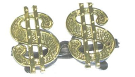 Bril met dollarteken
