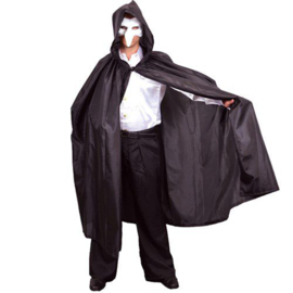 Cape met capuchon zwart 130cm