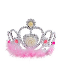 Tiara zilver met roze rand