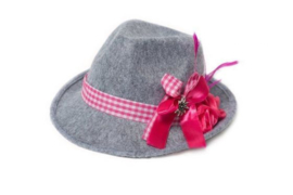 Oktoberfest hoed grijs/roze