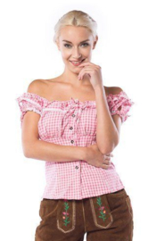 Tiroler damesblouse roze/wit