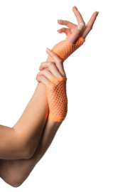 Vingerloze handschoenen visnet kort oranje