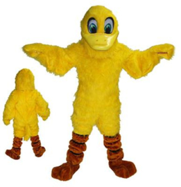 Mascotte kostuum gele eend