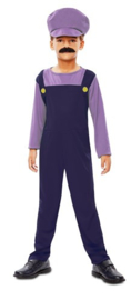 Waluigi loodgieter kostuum kind