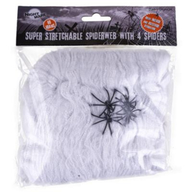 Spinnenweb 60 gram met 4 zwarte spinnen