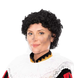 Pietenpruik zwart met nekstuk