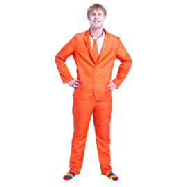 Oranje pak met leeuwenprint