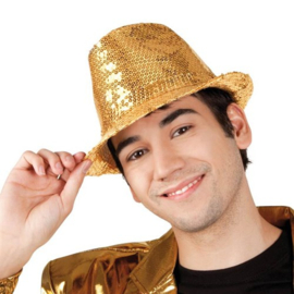 Hoed popster pailletten goud