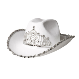 Cowgirl hoed glitterwit