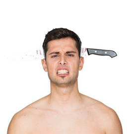 Haarband scherp mes door hoofd