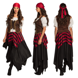 Kostuum piratendame rood
