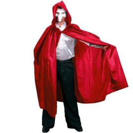 Cape met capuchon rood 130cm
