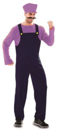Waluigi loodgieter kostuum volwassen