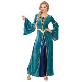 Kostuum Middeleeuwse dame blauw