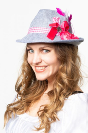 Oktoberfest hoed grijs/roze