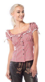 Tiroler damesblouse rood/wit