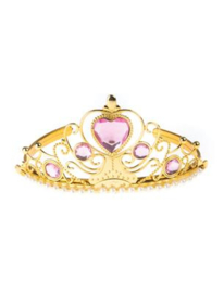Tiara goud met roze hart
