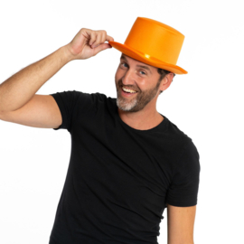 Hoge hoed oranje Satijn