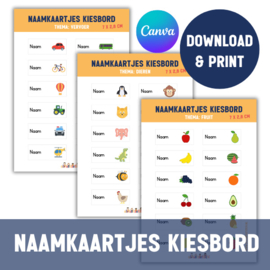 Naamkaartjes kiesbord | Canva document