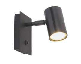 Tubino wandlamp Mat zwart met kap zwart/bruine finish Frezoli L.230.1.150