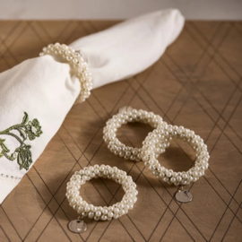 Klassieke parel servetringenset van 4 stuks - 588030 RM