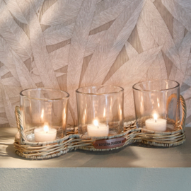 595620 Rattan Triple Votive (pre order week 17)