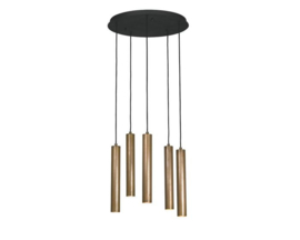 Tubino 5 buizen hanglamp  Donkerbruin zwart finish Frezoli