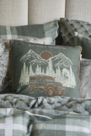 Riviera Maison Roadtrip Cushion - 45 x 45 cm - Green 333162 incl vulling